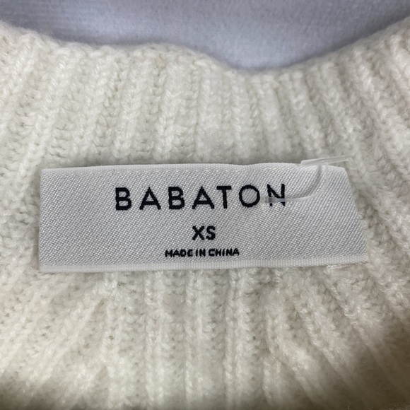 Babaton Chalmers Sweater Mock-Neck Wool Linen Blend Sweater Off-White - Size XS - Picture 3 of 10